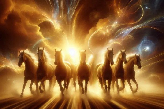 Glowing Seven Lucky Horses Vastu Print | PrintPosters.in